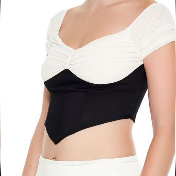 Colorblock Mesh Crop Top, Sz Small - Picture 3 of 6